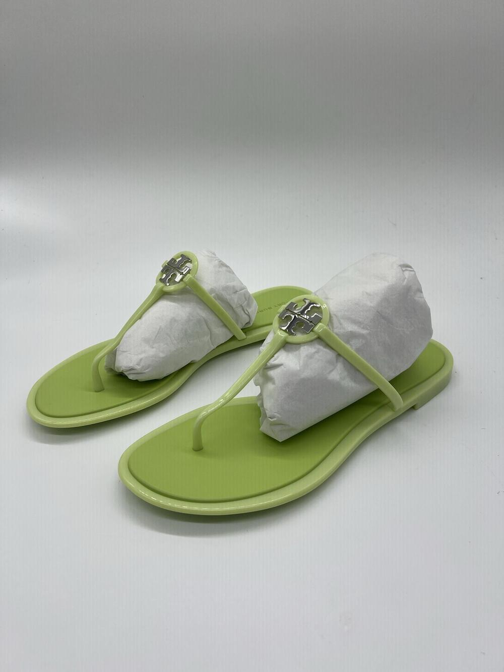 Tory Burch Sandals Womens Size 9 Green Mini Miller Jelly Thong Slip On Shoes